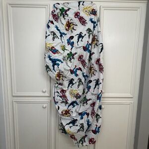 Pottery Barn Kids Twin Fitted Sheet White Marvel Avengers Heroes Cotton Bedding